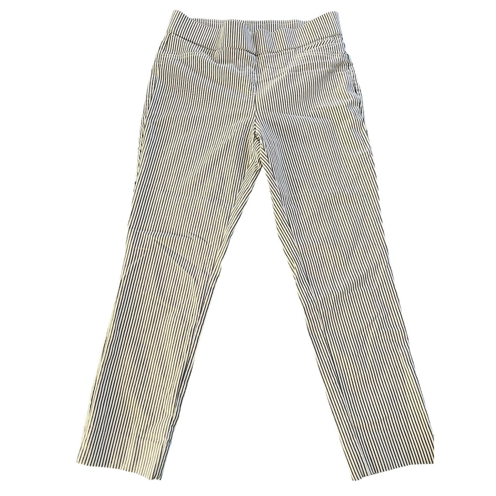 Anne Klein Women's Pull On Stretch Pants Size 6 Striped Gray White